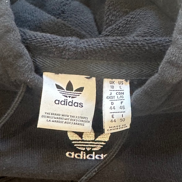 ADIDAS Cropped Black with the Three Stripes Sweatshirt - Size L - Picture 9 of 12